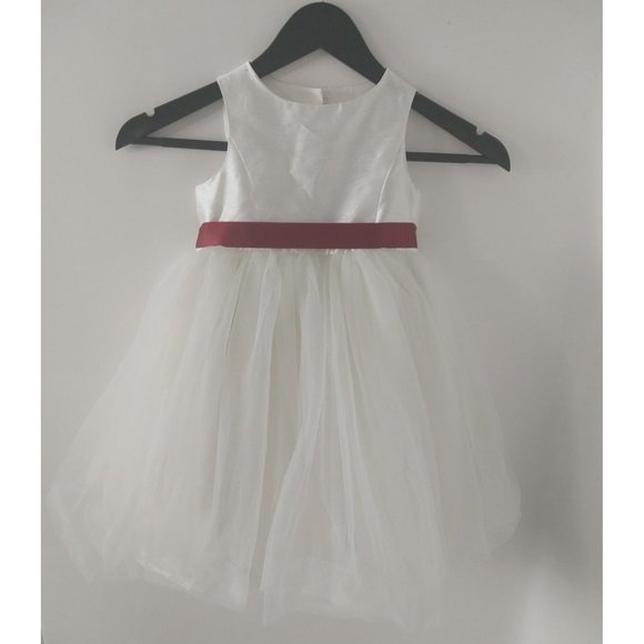 David's Bridal Other - David's Bridal Ivory Tulle Flower Girl Dress Removable Ribbon Waist Sz 3